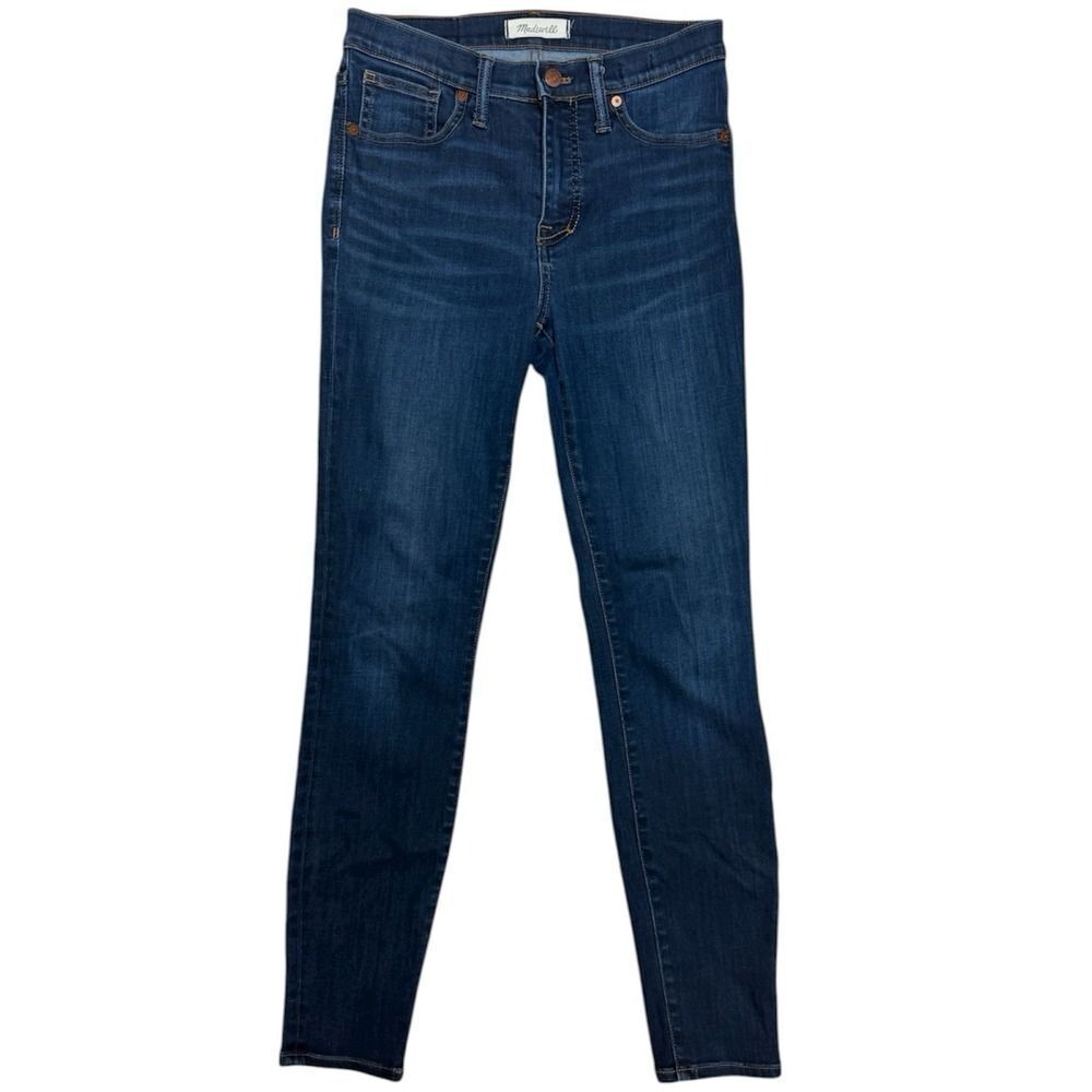 Madewell Jeans Womens 9" in High Rise Skinny Medium Wash Whiskered Casual. Sz 26